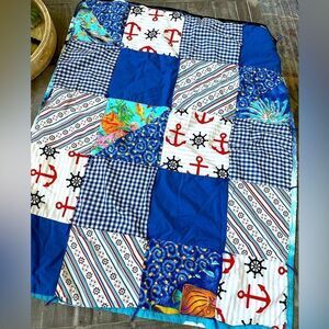Coastal Nautical Boat Anchor Beach Baby Blanket Quilt Crib Bedding